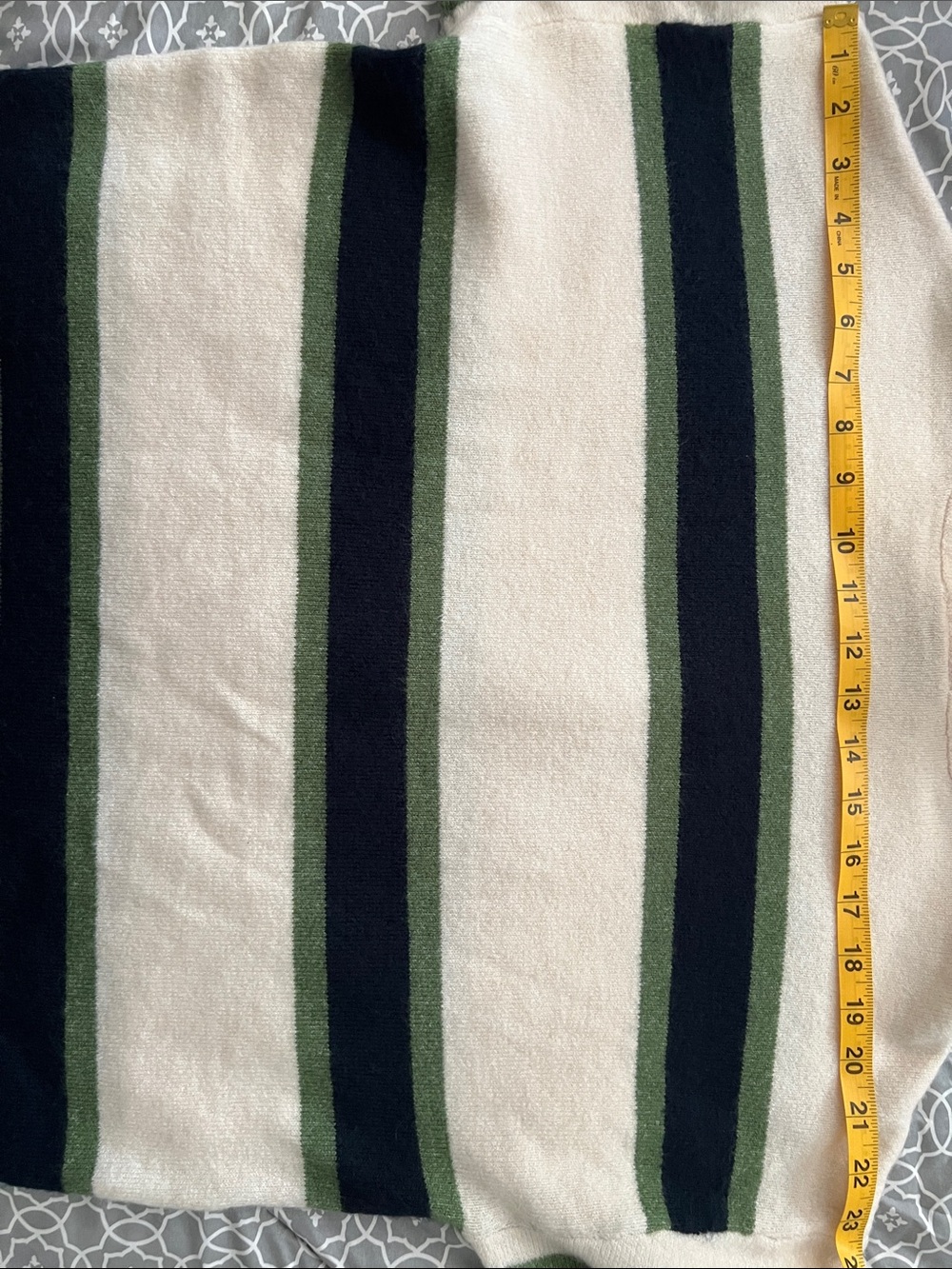 LOFT Cream Turtleneck Sweater Dress with Navy and Olive Stripes - Picture 4 of 5